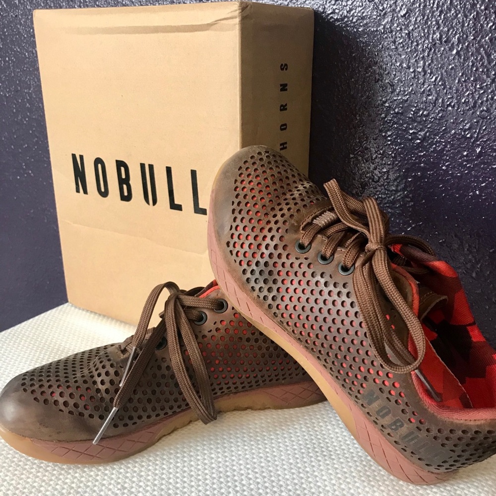 Nobull brown leather red camo CrossFit trainers